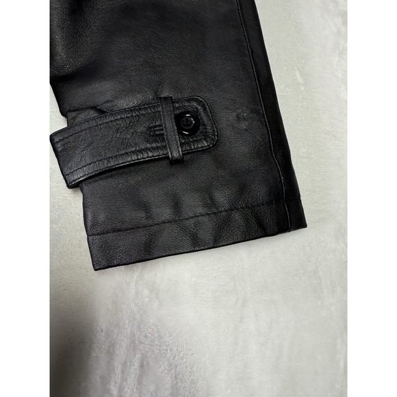 WILDA Genuine Leather Belted Trench Coat Jacket Black Mens Size XL Sherpa Liner - Picture 5 of 14